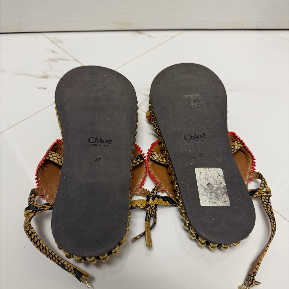 Chloe Multicolor Python Embossed Leather Platform… - image 3